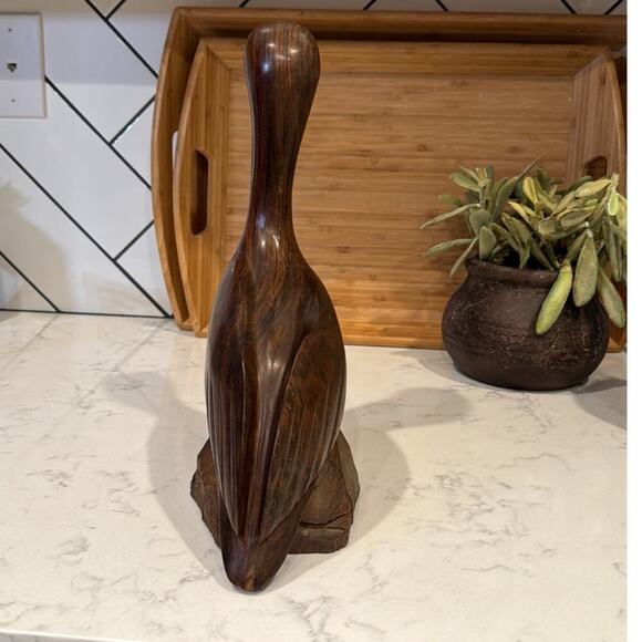 Vintage Carved Ironwood Pelican Bird 12” Figurine made in Mexico rustic cabin - Picture 4 of 8